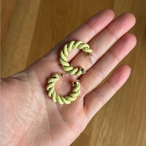Twisted Green Hoop Earrings